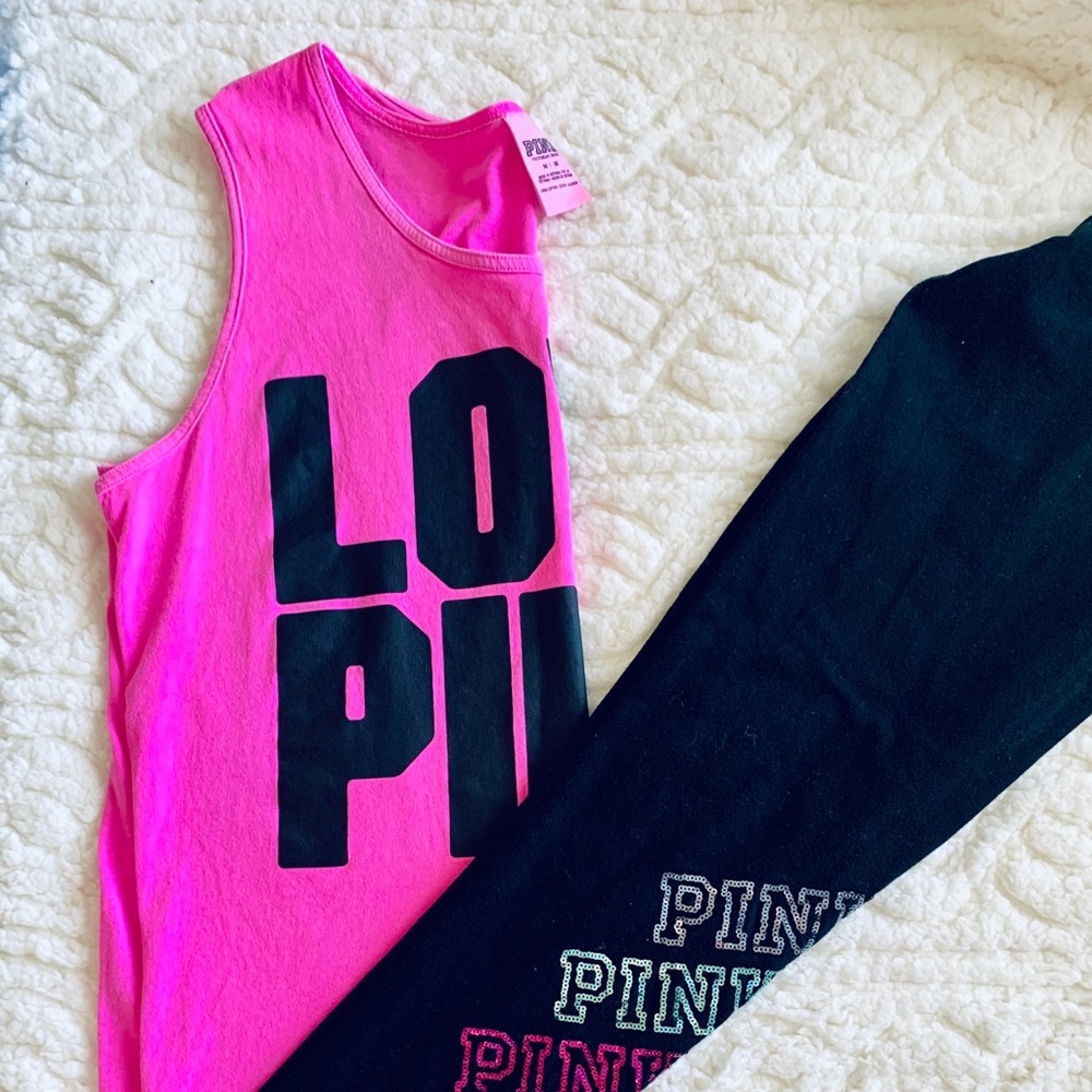 PINK Love Pink Hop pink lounge tank